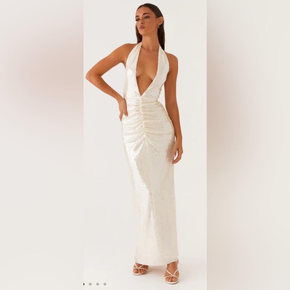 Peppermayo White Sequin Maxi Dress